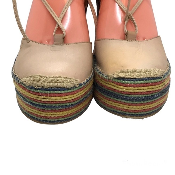 Jeffrey Campbell Womens Sz 8‎ Leather Espadrille Platform Wedge Shoe Ankle Strap - Picture 6 of 16